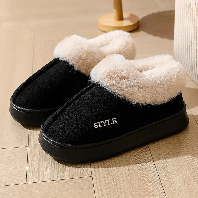 Nouvelle plate-forme bottes de neige pour femmes maison épaisse chaude laine chaussures femmes en plein air anti-dérapant fourrure velours cheville bottes courtes chaussures