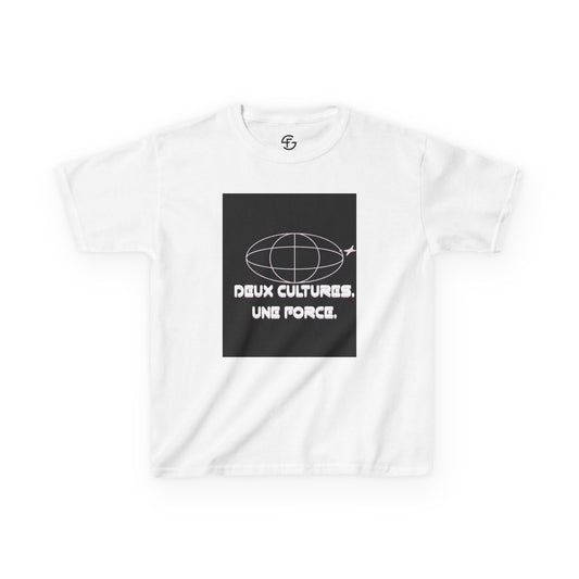 Kids T-Shirt — "Deux Cultures, Une Force" Globe Graphic