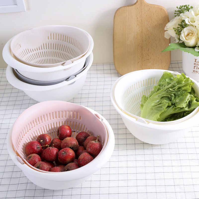 Panier égouttoir amovible à double couche pour fruits et légumes