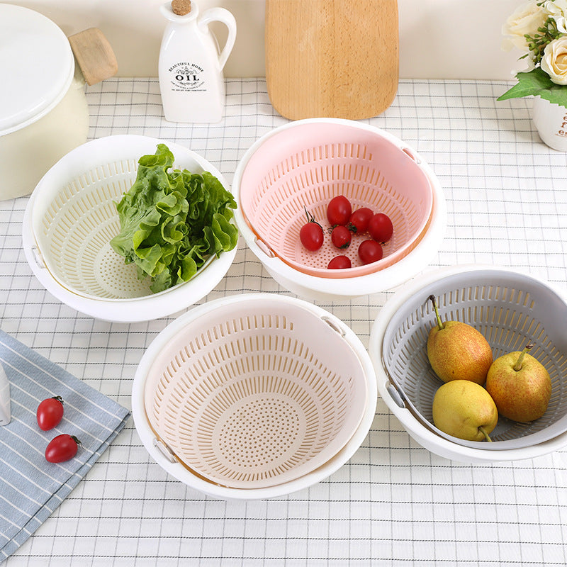 Panier égouttoir amovible à double couche pour fruits et légumes