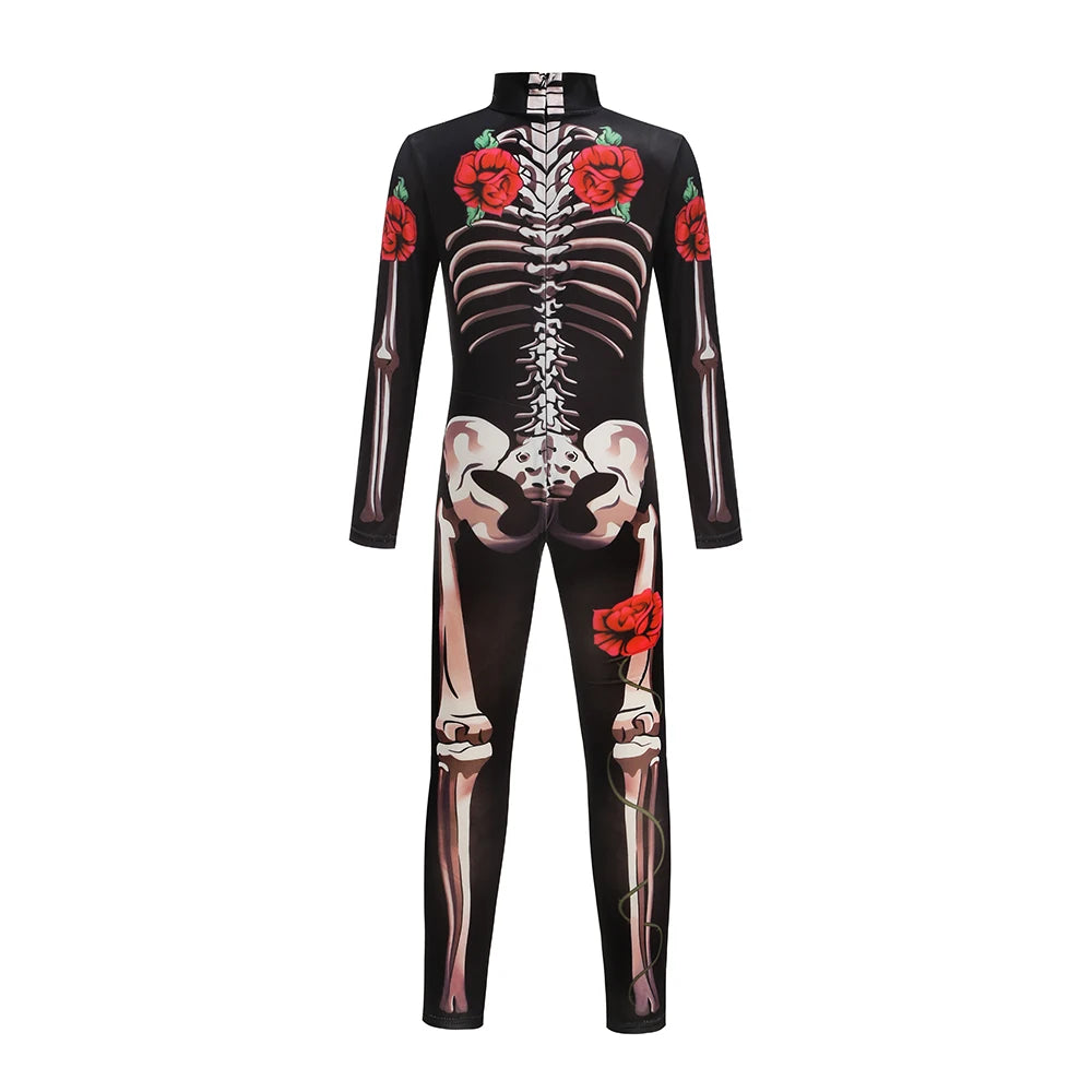 Combinaison squelette pour filles, costume de cosplay d'Halloween, combinaison gothique de mariée fantôme, vêtements de fête pour enfants